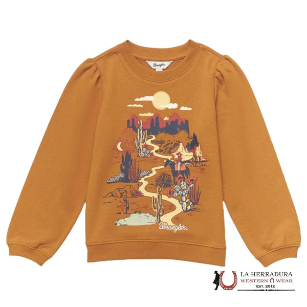 Wrangler Girl's Balloon Sleeve Sweatshirt Brown 112353029