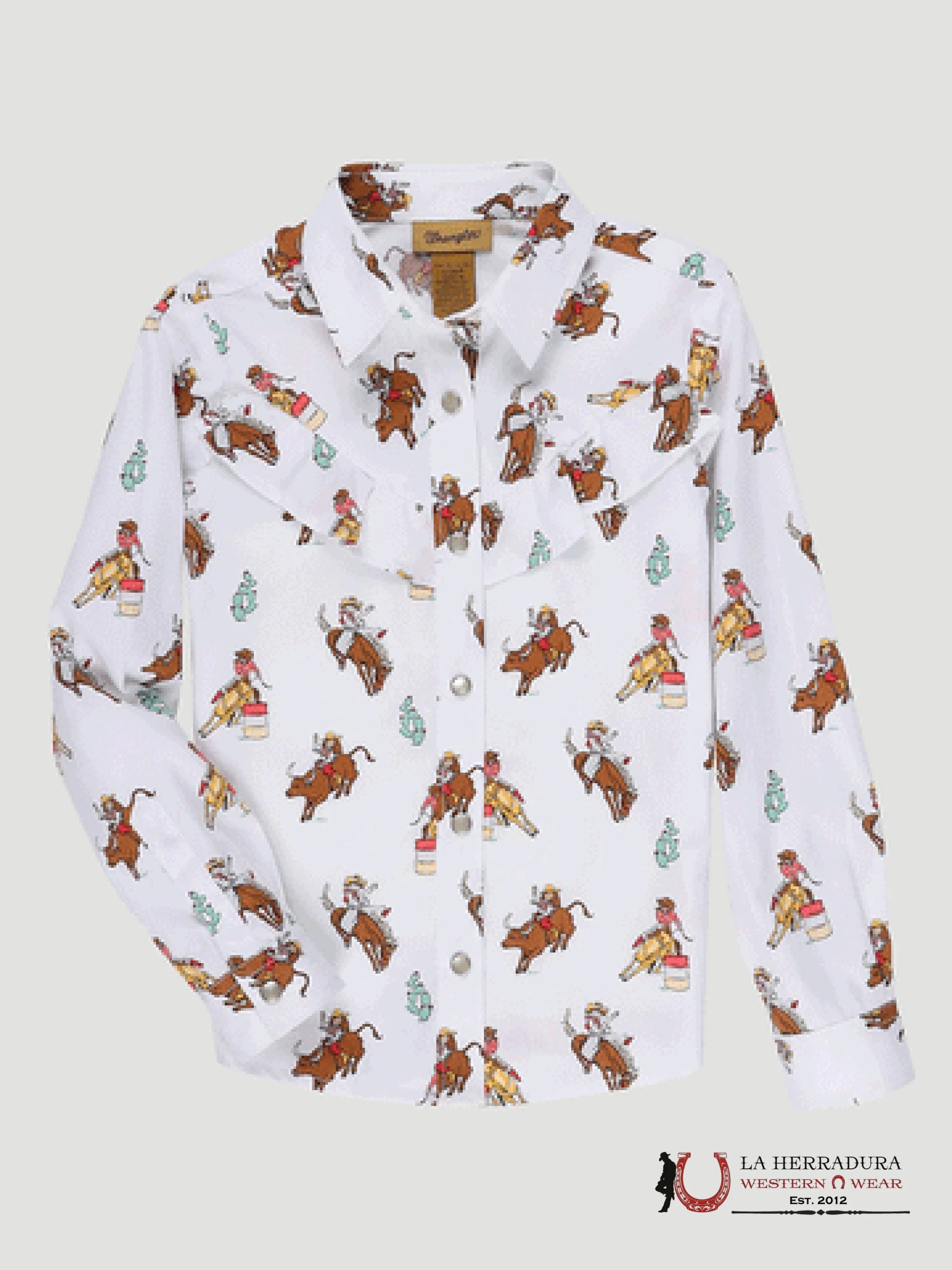 WRANGLER GIRLS BULL RIDING PEARL SNAP WITH RUFFLE 112329225 NIÑAS