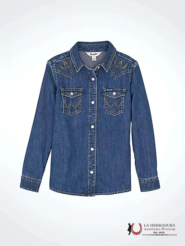 WRANGLER GIRLS BUTTON UP Denim SHIRT 112367474