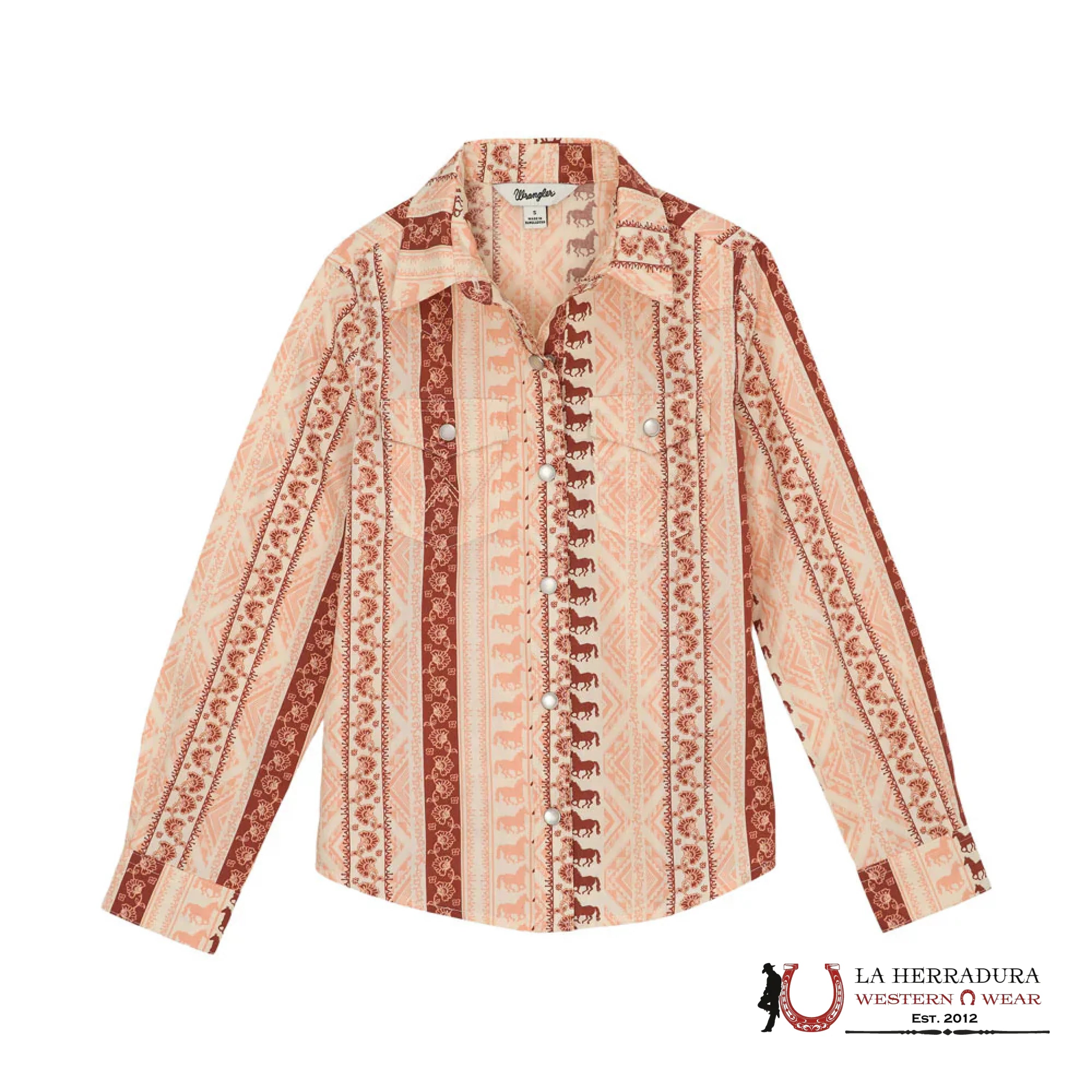 Wrangler Girls Floral Western Short Sleeve White 112359396 NIÑAS