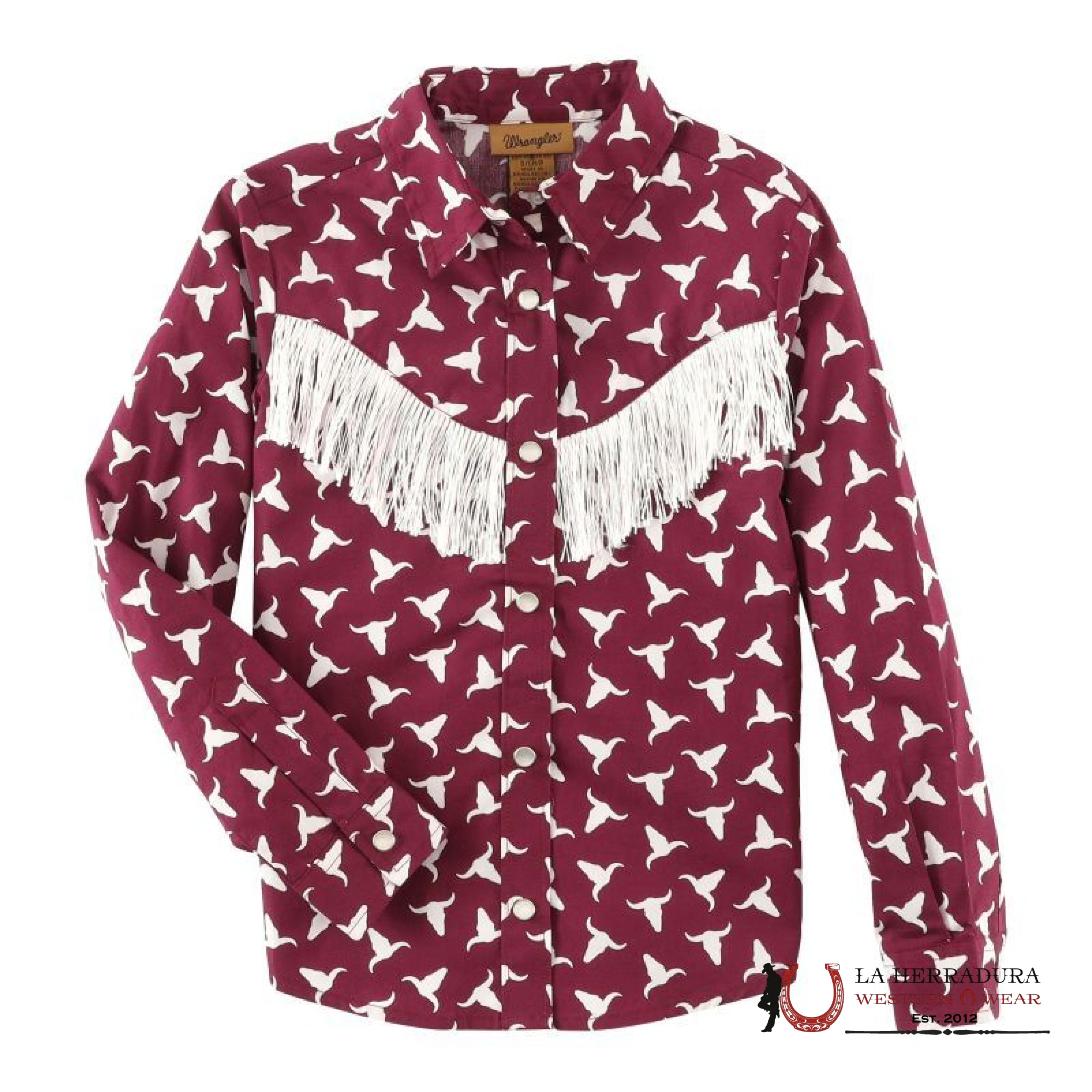 WRANGLER GIRL’S FRINGE STEER HEAD WESTERN SNAP SHIRT NIÑAS