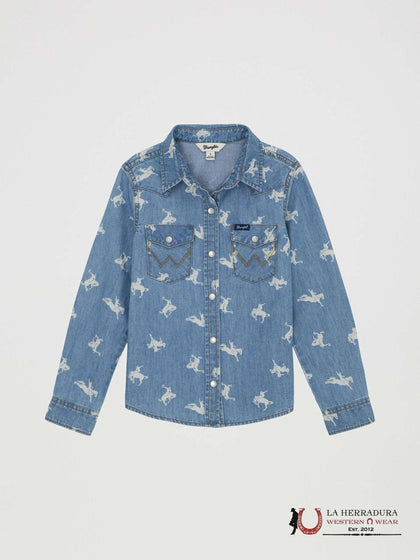Wrangler Camisa Vaquera con Botones Estampado Caballos Niña 112359421