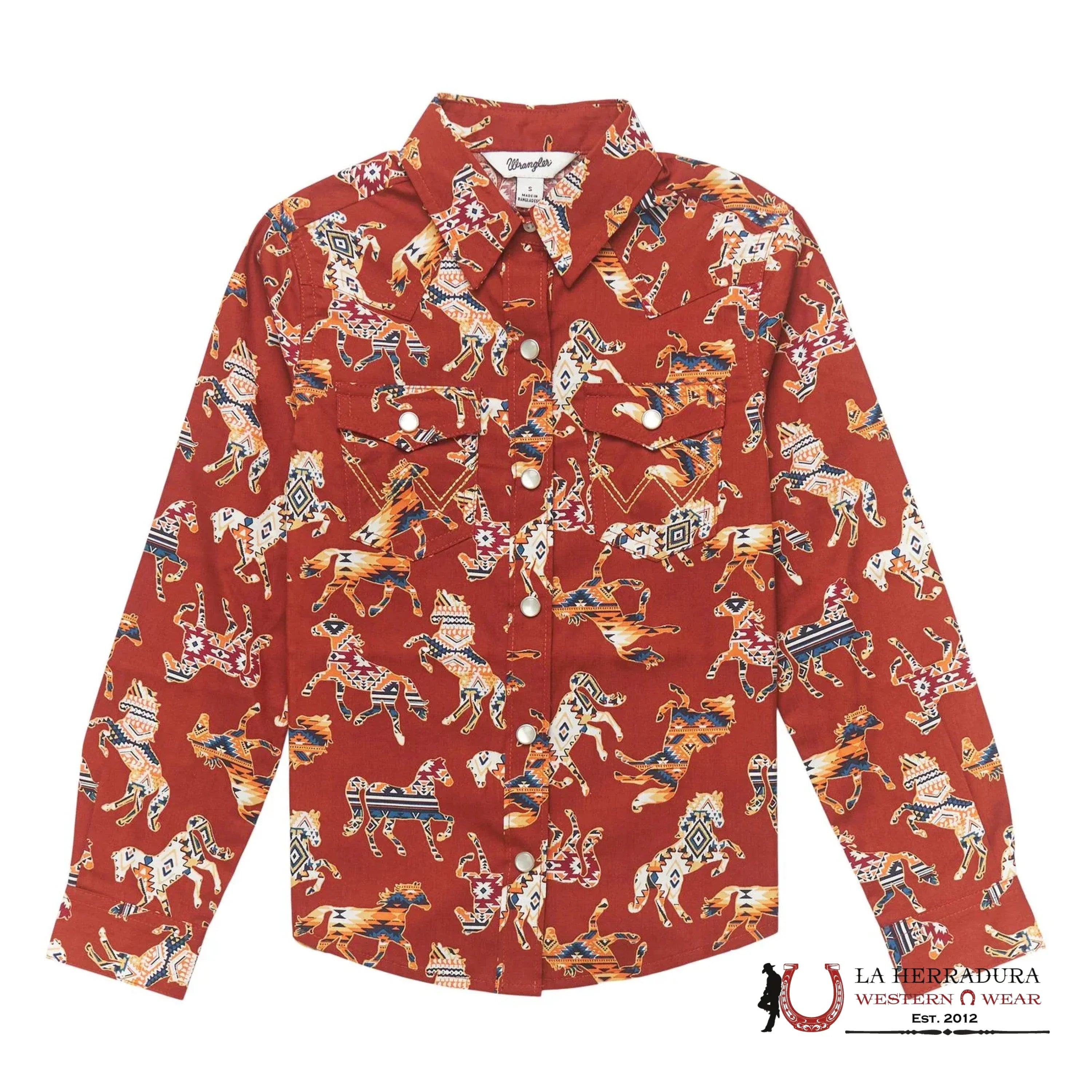 Wrangler Girl’s Western Long Sleeve Horse Top - 112353022 NIÑAS