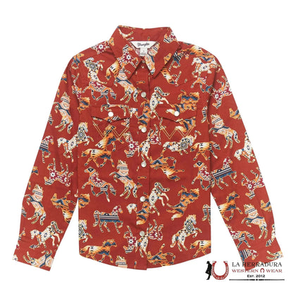 Wrangler Girl’s Western Long Sleeve Horse Top - 112353022