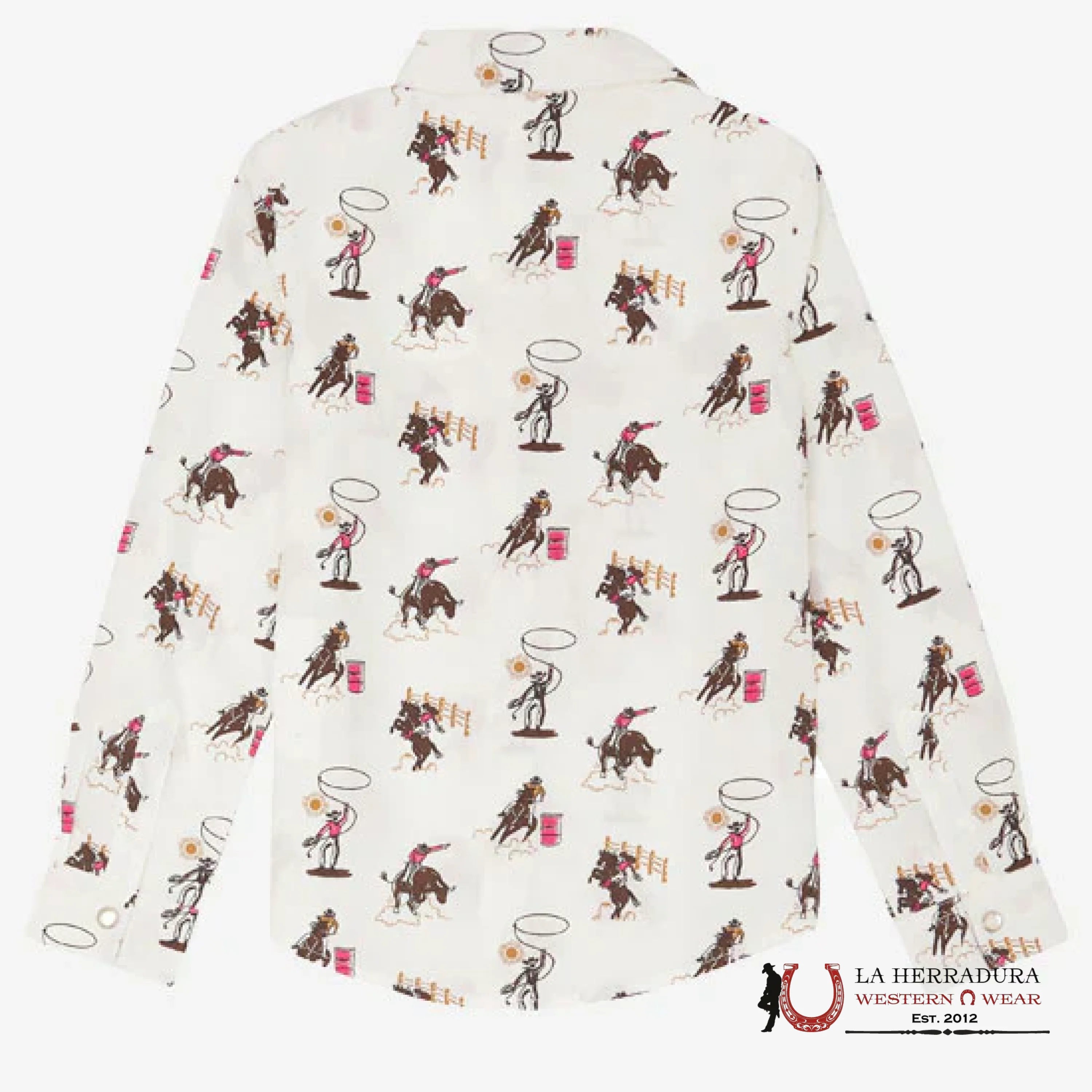 Wrangler Girls White Barrel Racing Button Up Shirt-112355824 NIÑAS
