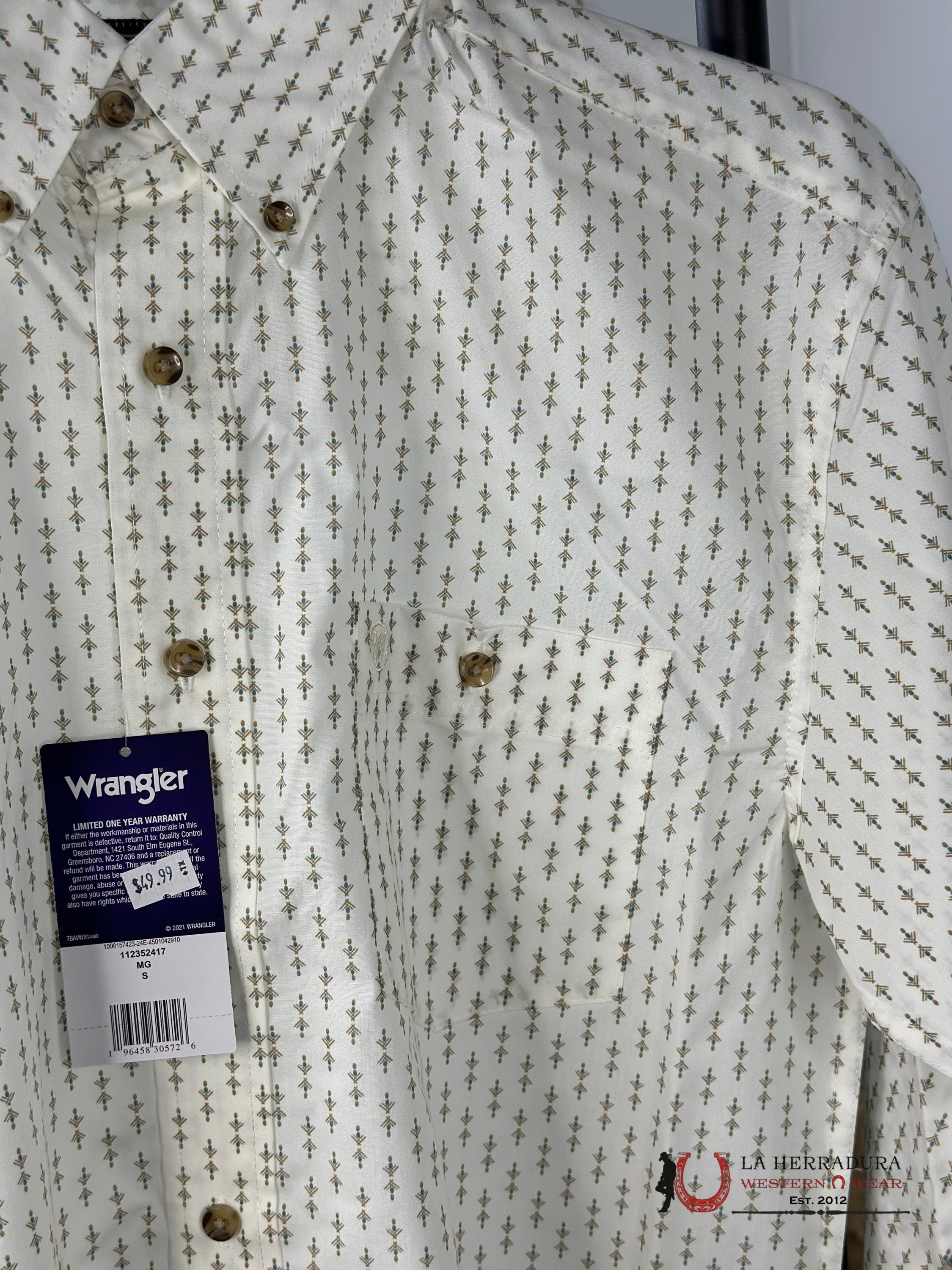 Wrangler Gold Tan Arrow Long Sleeve Shirt Ropa Hombres