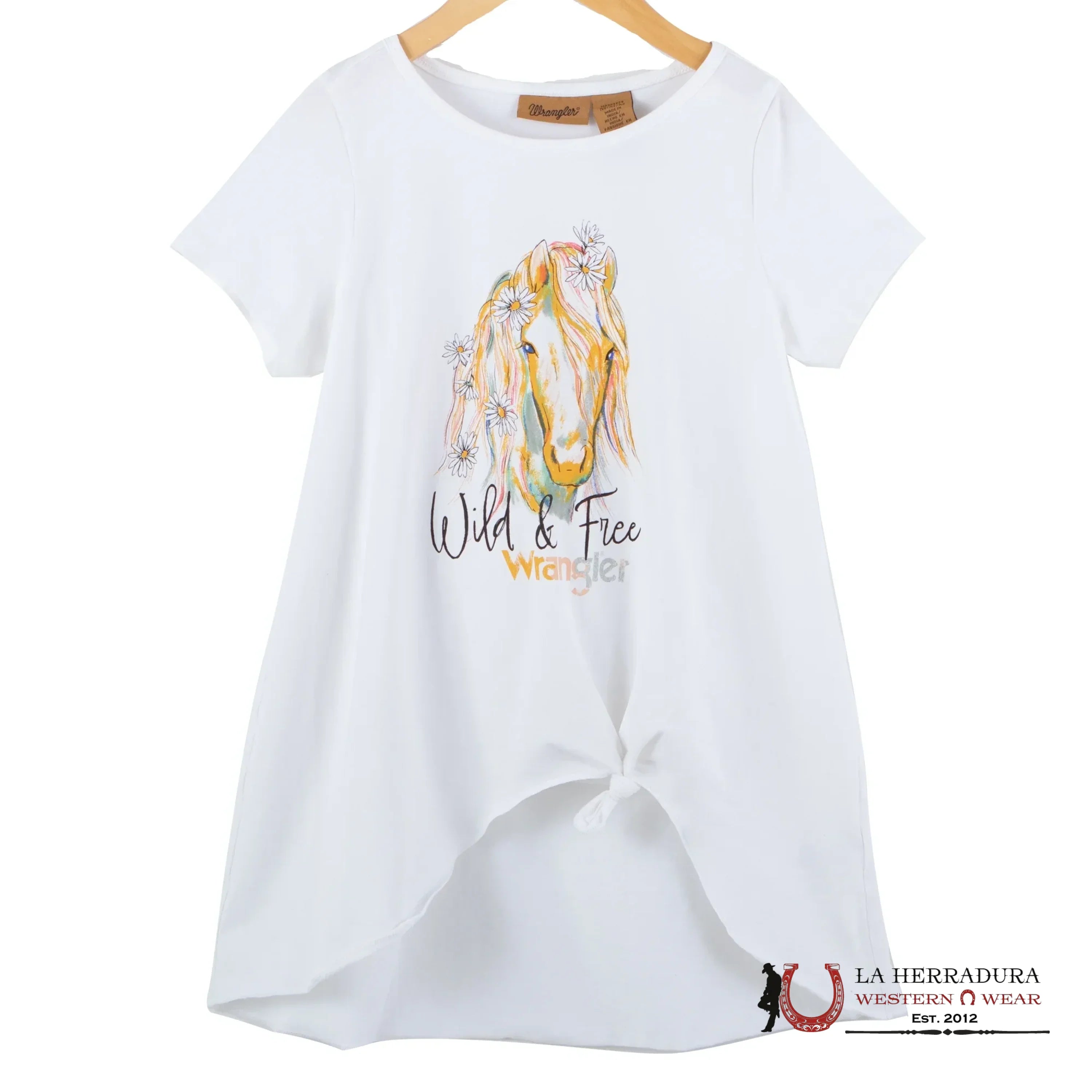 Wrangler Kids T-shirt-Girls “Wild and Free” Top White 10051427 NIÑAS