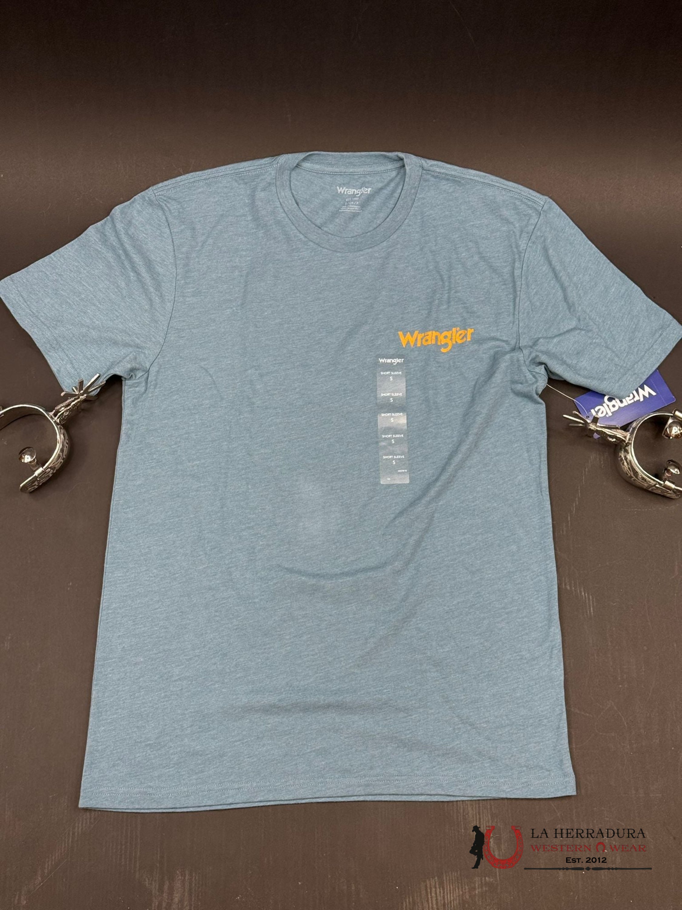 Wrangler Light Yellow Logo Blue T-Shirt Ropa Hombres