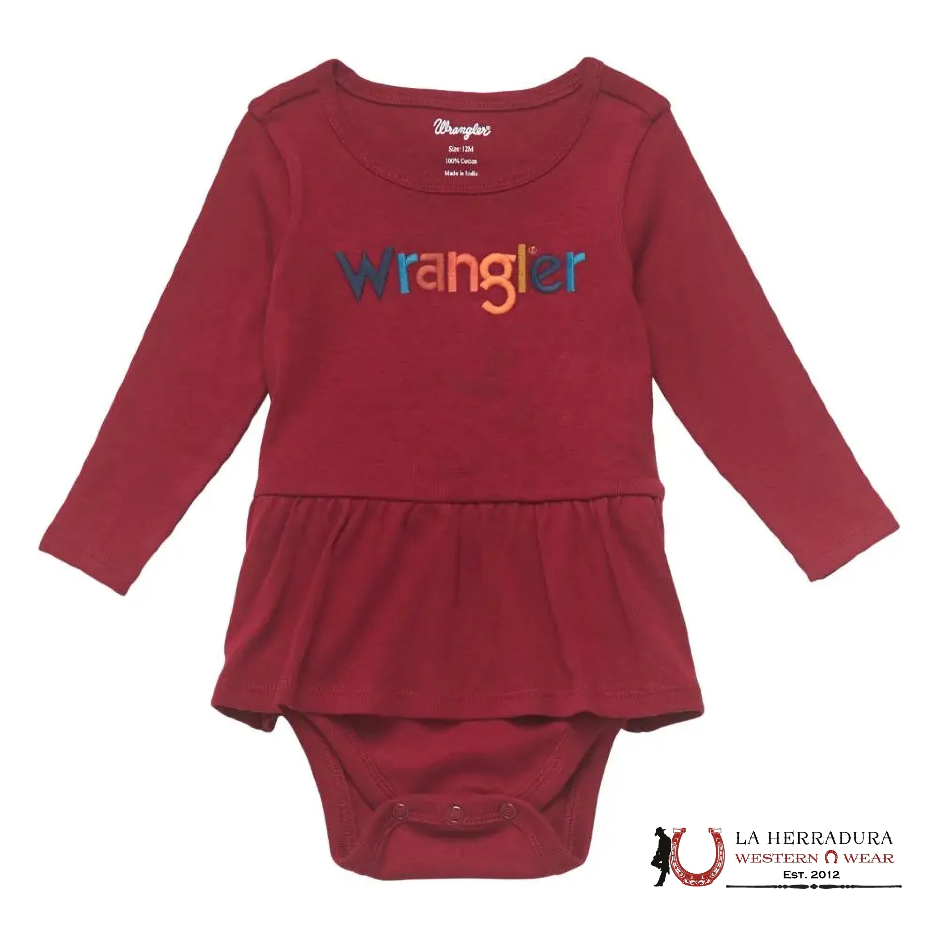 WRANGLER LITTLE GIRL’S WESTERN PRINT TRAPEZE DRESS Burdundy 112353052 NIÑOS