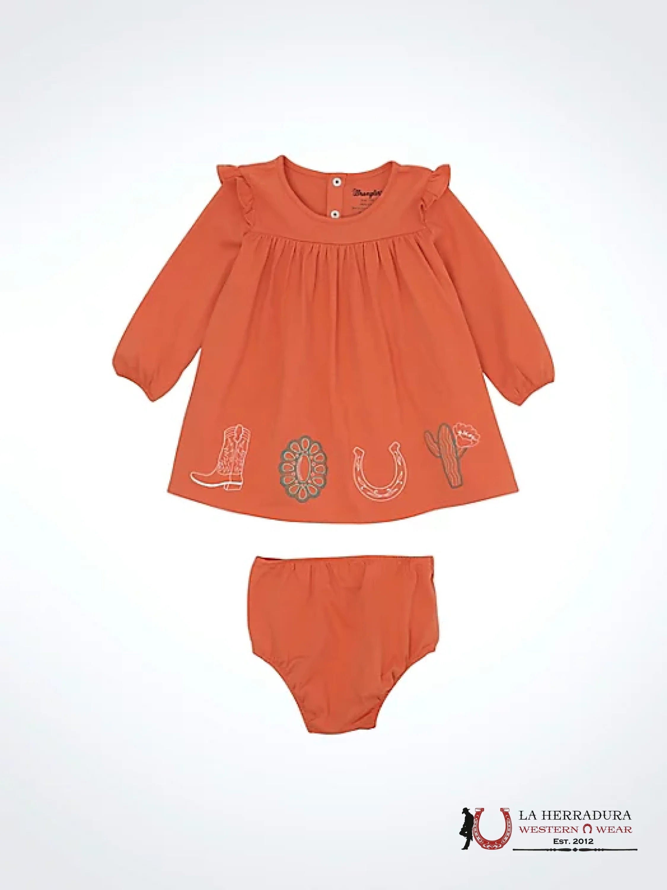 Wrangler Little Girl’s Western Print Trapeze Dress Coral Niños