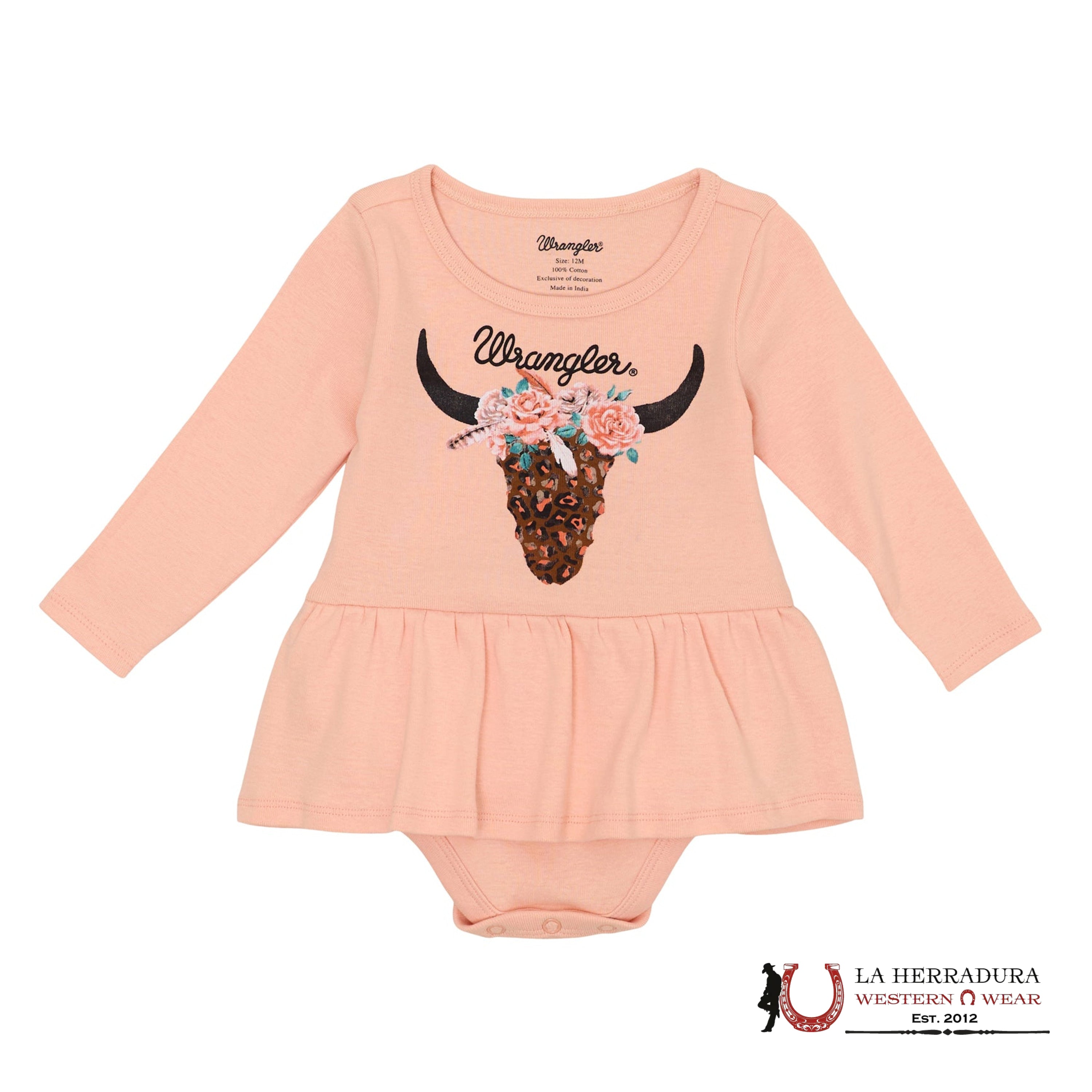 WRANGLER LITTLE GIRL’S WESTERN PRINT TRAPEZE DRESS CORAL 112359426 NIÑOS