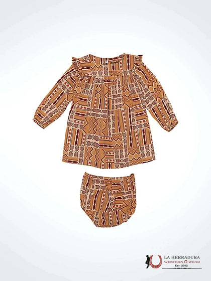 VESTIDO TRAPECIO ESTAMPADO WESTERN PARA NIÑA WRANGLER DORADO 112359424