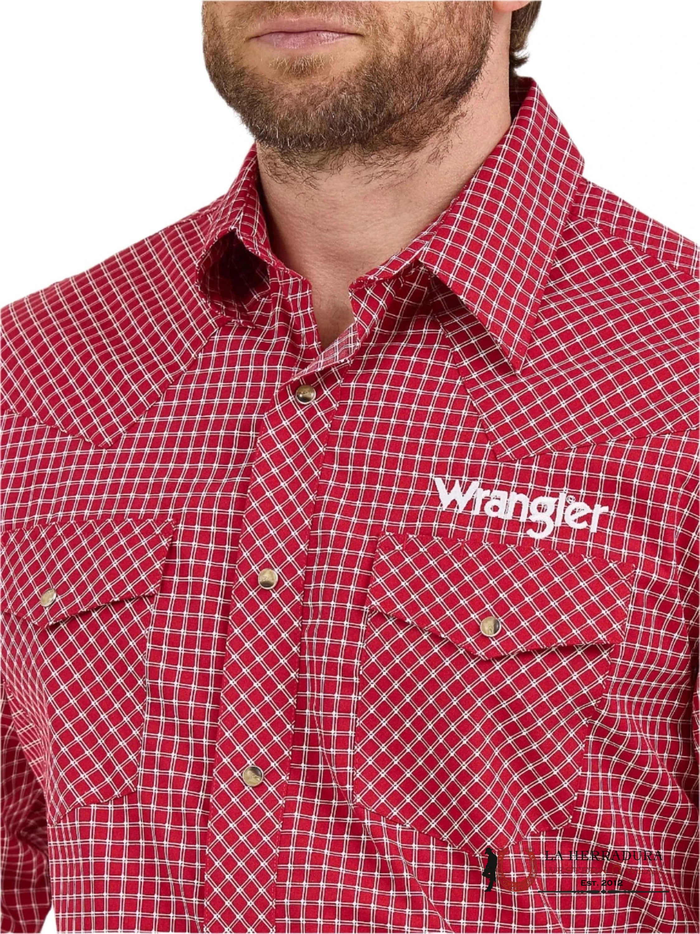 WRANGLER LOGO SHIRT CLASSIC FIT RED LONG SLEEVE 9468 ROPA HOMBRES