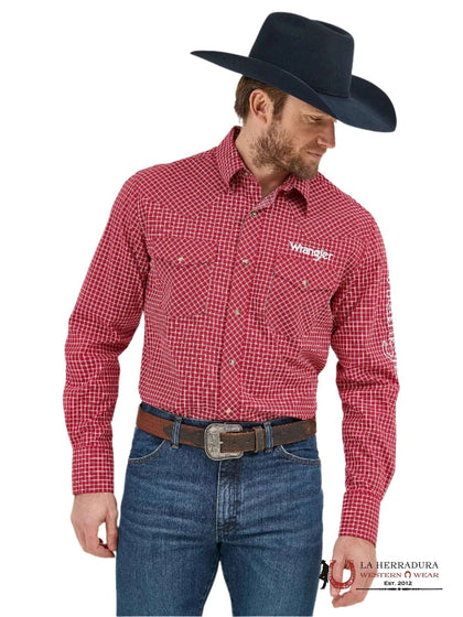 WRANGLER LOGO SHIRT CLASSIC FIT RED LONG SLEEVE 112359468
