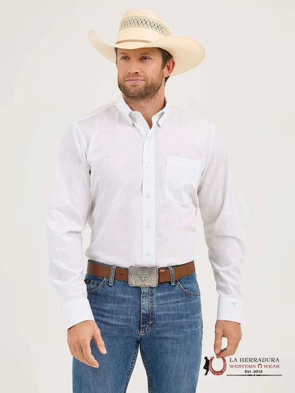 WRANGLER MEN CERAMIC WHITE DOT LONG SLEEVE SHIRT 112365607