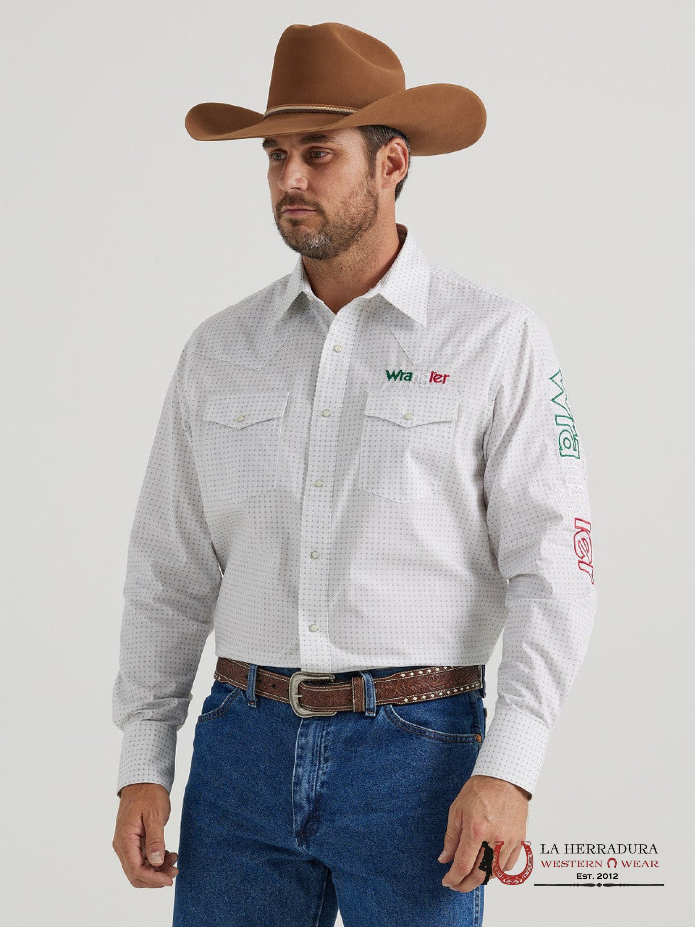 Wrangler Men White/GRAY Long Sleeve Shirt - 6222 ROPA HOMBRES