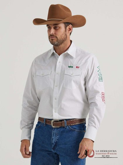 Camisa de manga larga Wrangler para hombre, blanco/GRIS - 112346222