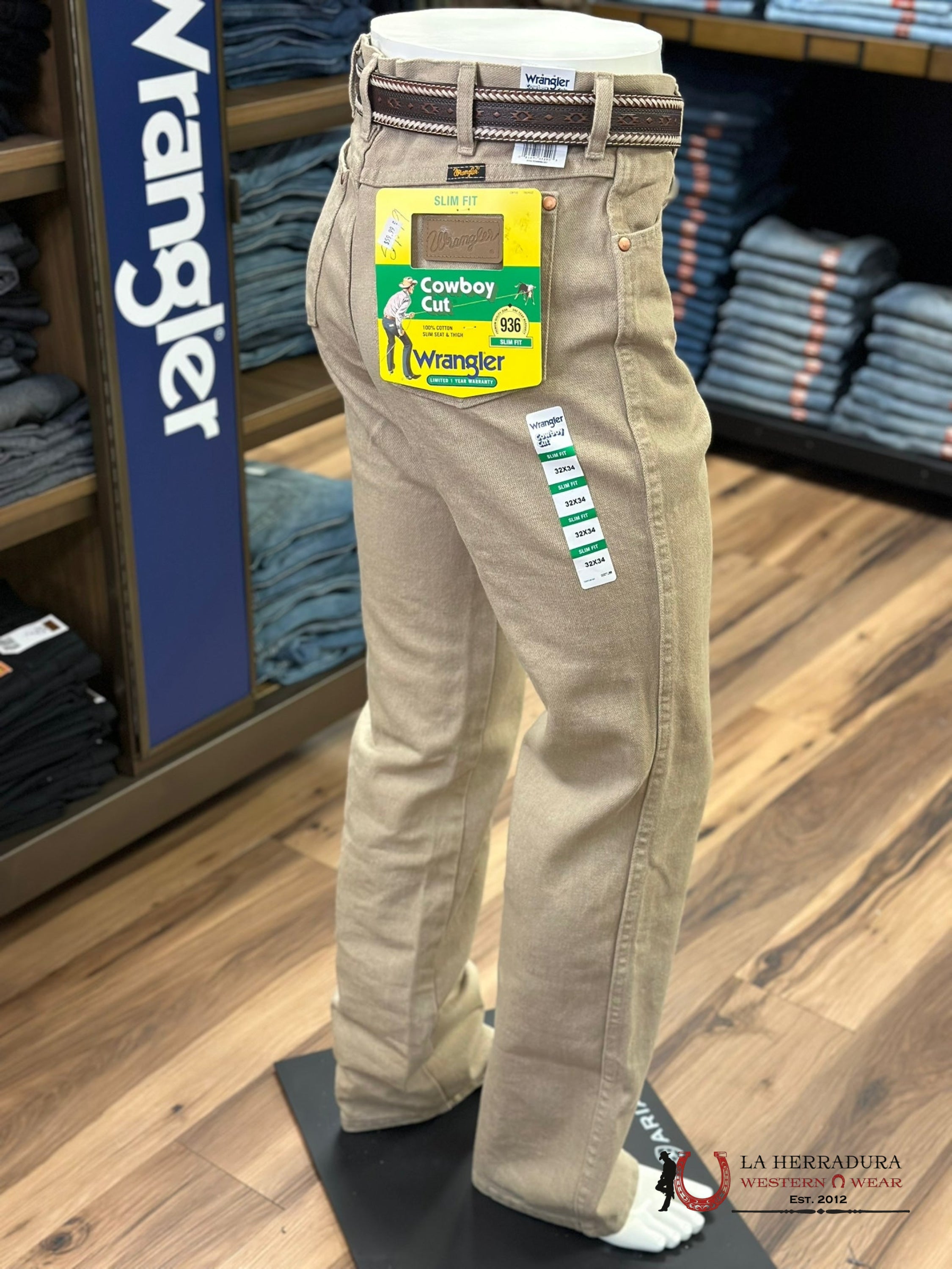 Wrangler Men’s Jeans Cowboy Cut Slim Fit Prewashed Tan 936Tan