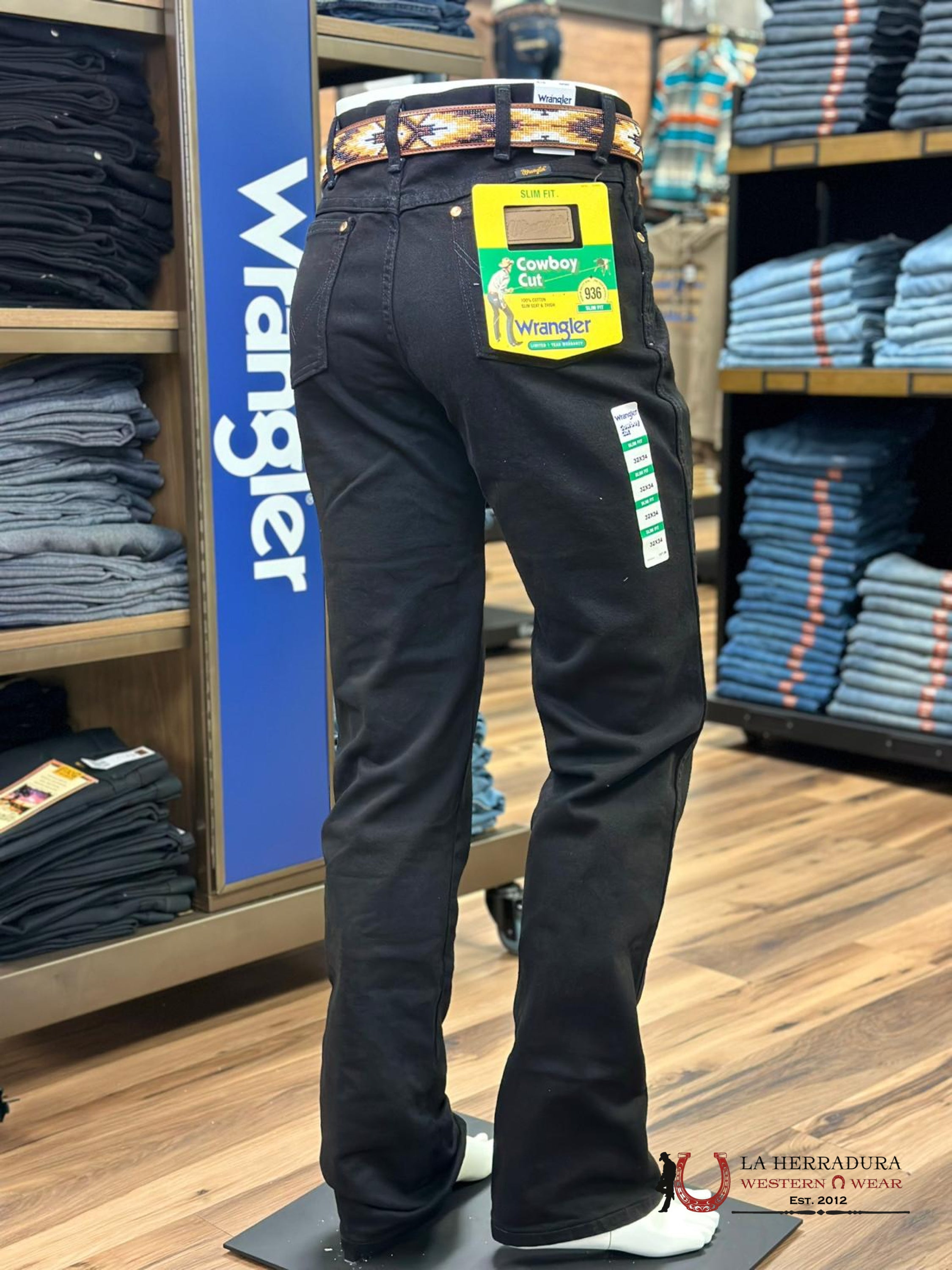 Wrangler Men’s Jeans Cowboy Cut Slim Fit Shadow Black 936Wbk