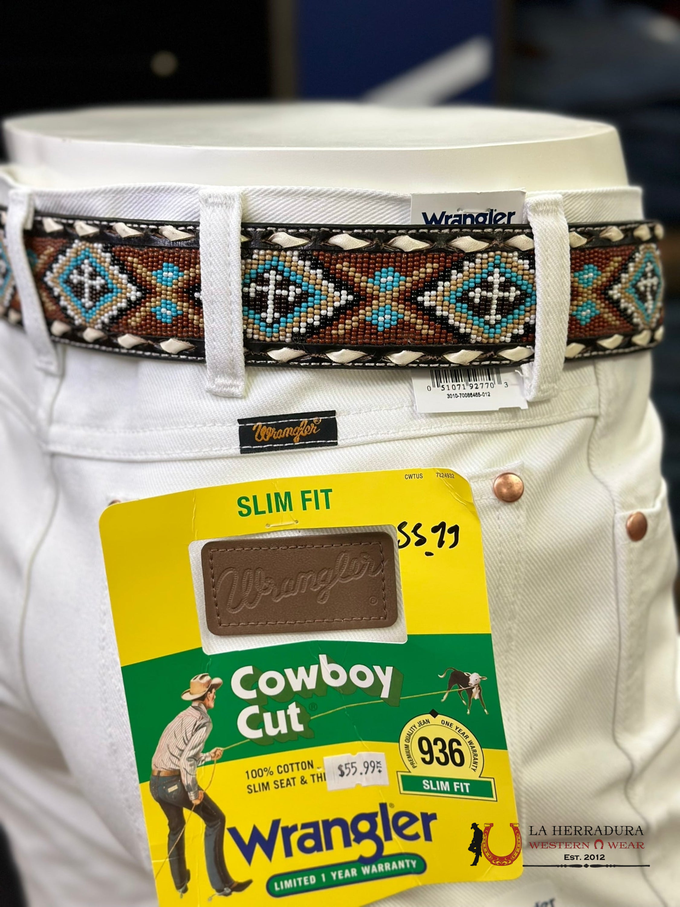 Wrangler Men’s Jeans Cowboy Cut Slim Fit White Wash 936Whi