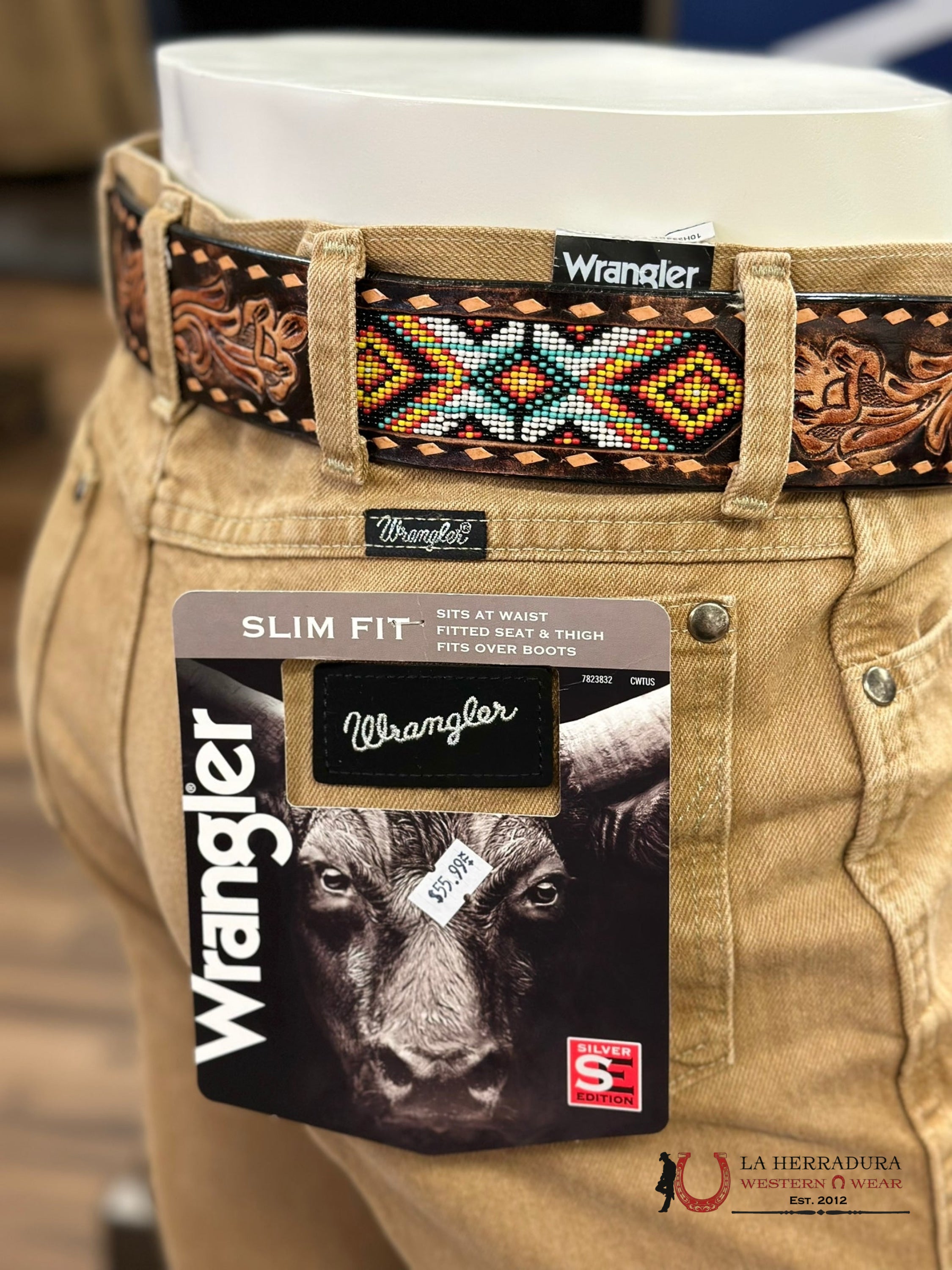 Wrangler Men’s Jeans Silver Edition Slim Fit Khaki Wash 10H33Setn