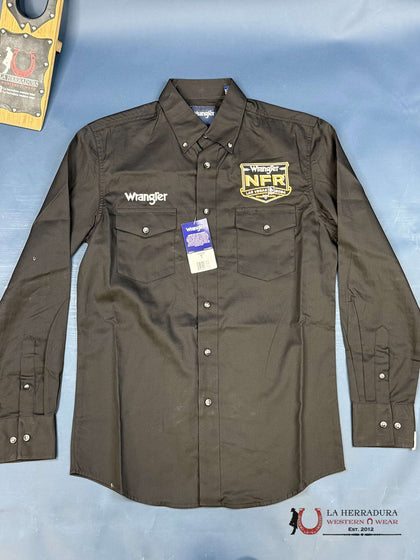 Wrangler Men’s Long Sleeve Black Shirt NFR Logo - 5395