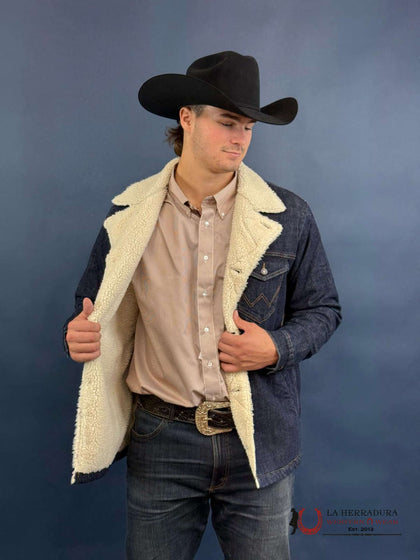 Chaqueta vaquera Wrangler de hombre con forro sherpa estilo western, color Rustic Navy-112353374