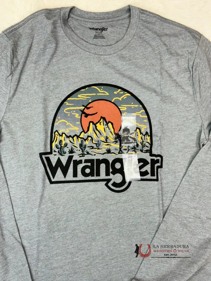 Wrangler Mountain Sunset Charcoal Grey Long Sleeve Ropa Hombres