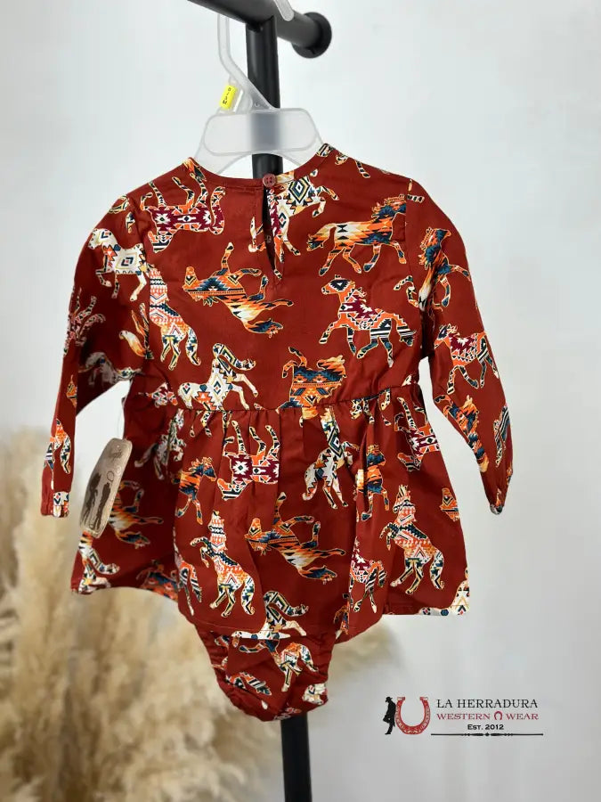 Wrangler Orange Western Print Dress Niños