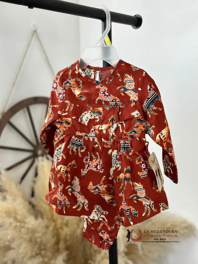 Wrangler Orange Western Print Dress Niños