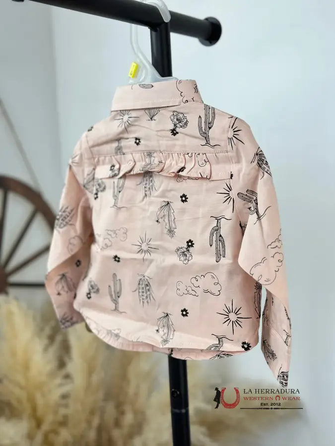 Wrangler Pink Western Print Long Sleeve Niños