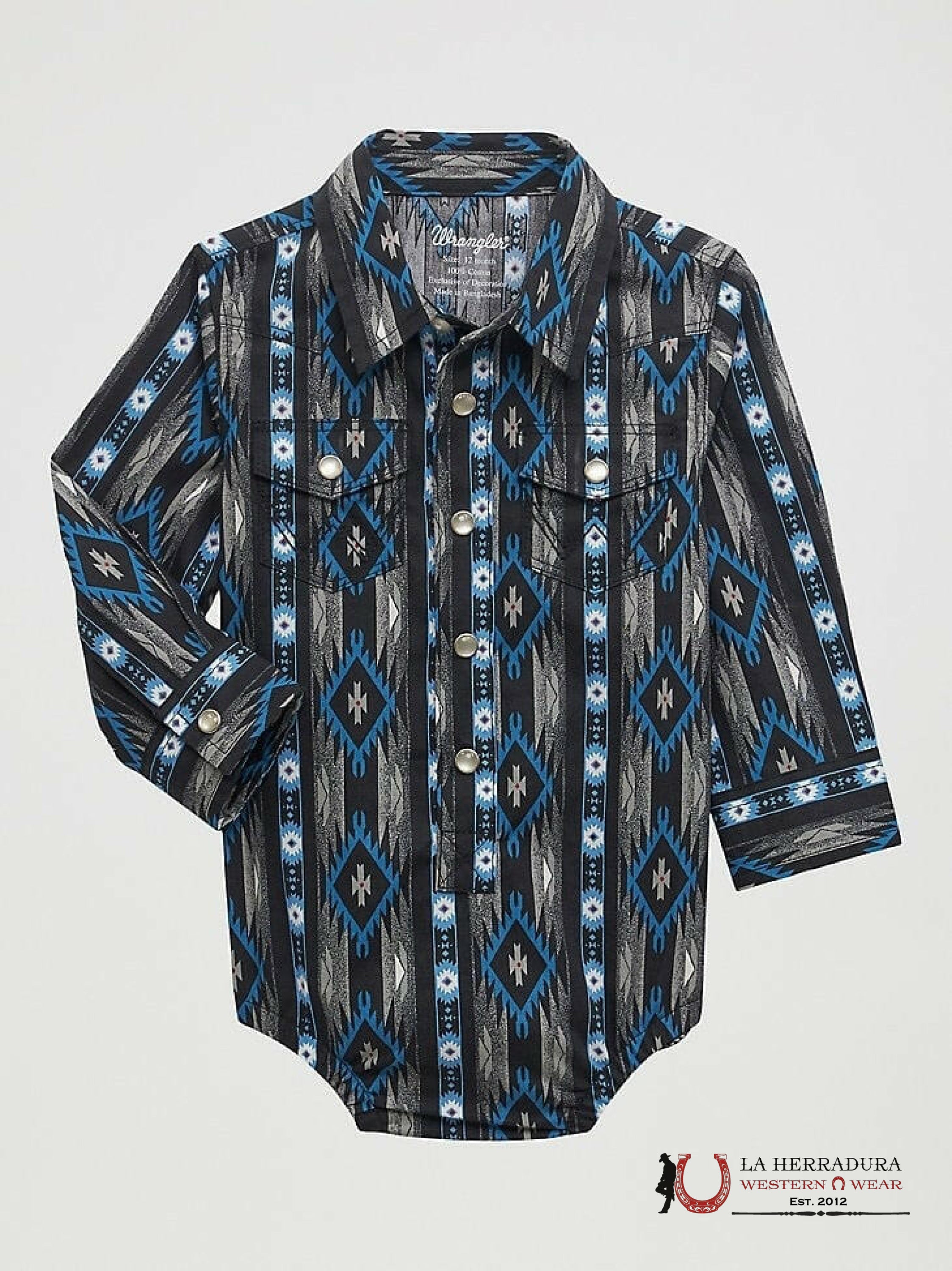 WRANGLER PLAID BABY BLACK/BLUE PRINT LONG SLEEVE 112355398 NIÑOS