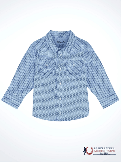 WRANGLER CUADROS AZUL CLARO ESTAMPADO MANGA LARGA 112352740