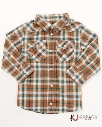 WRANGLER CUADROS BEBÉ MARRÓN ESTAMPADO MANGA LARGA 112352741