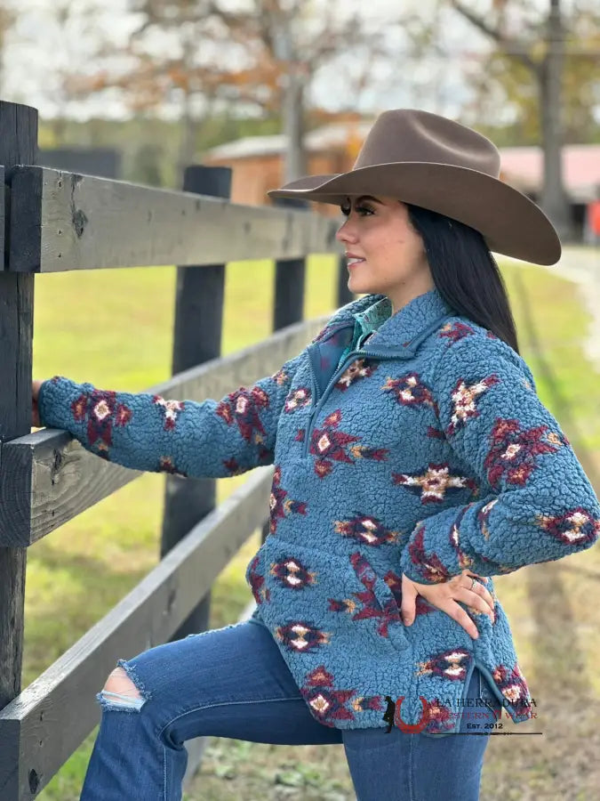 Wrangler Pullover Aztec Blue For Ladies Ropa Mujeres