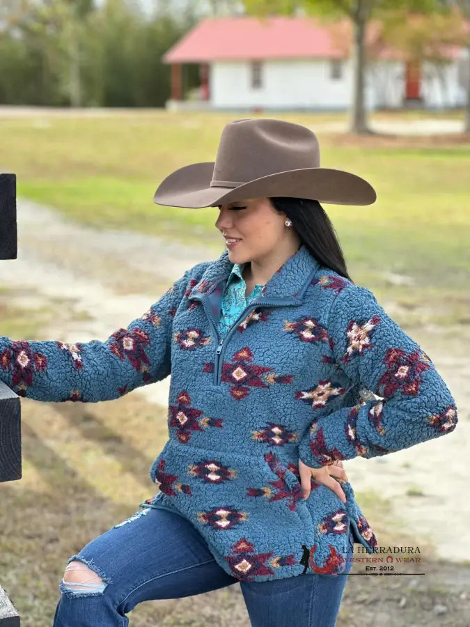 Wrangler Pullover Aztec Blue For Ladies Ropa Mujeres