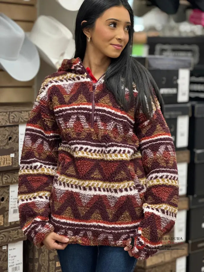 Wrangler Pullover Aztec Red For Unisex Ropa Mujeres