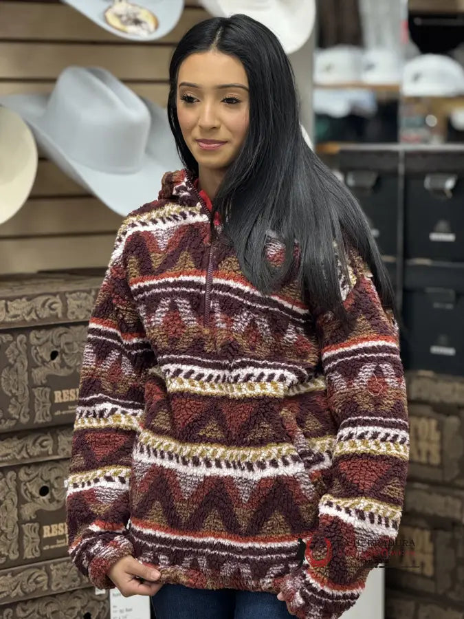 Wrangler Pullover Aztec Red For Unisex Ropa Mujeres