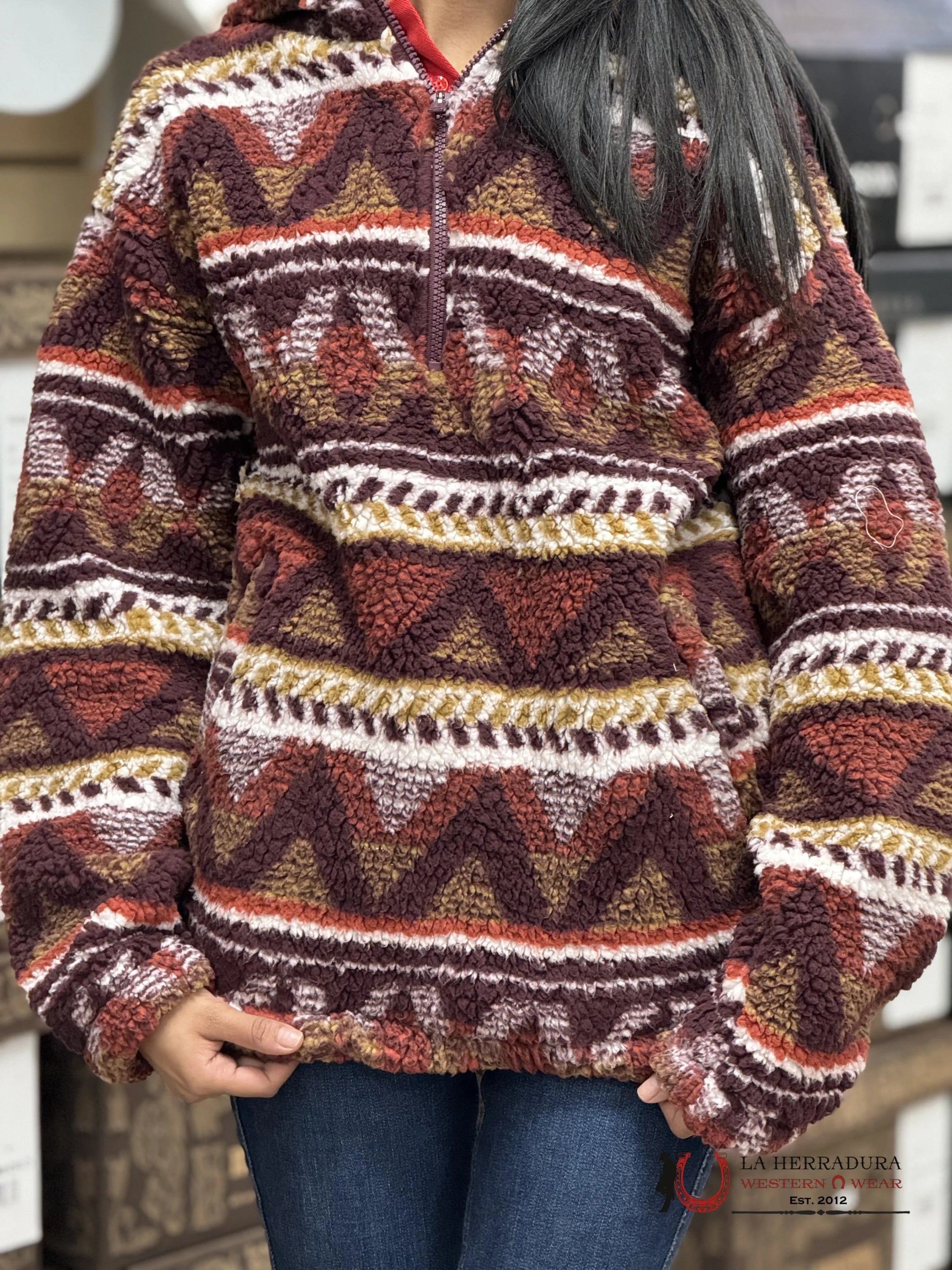 Wrangler Pullover Aztec Red For Unisex Ropa Mujeres