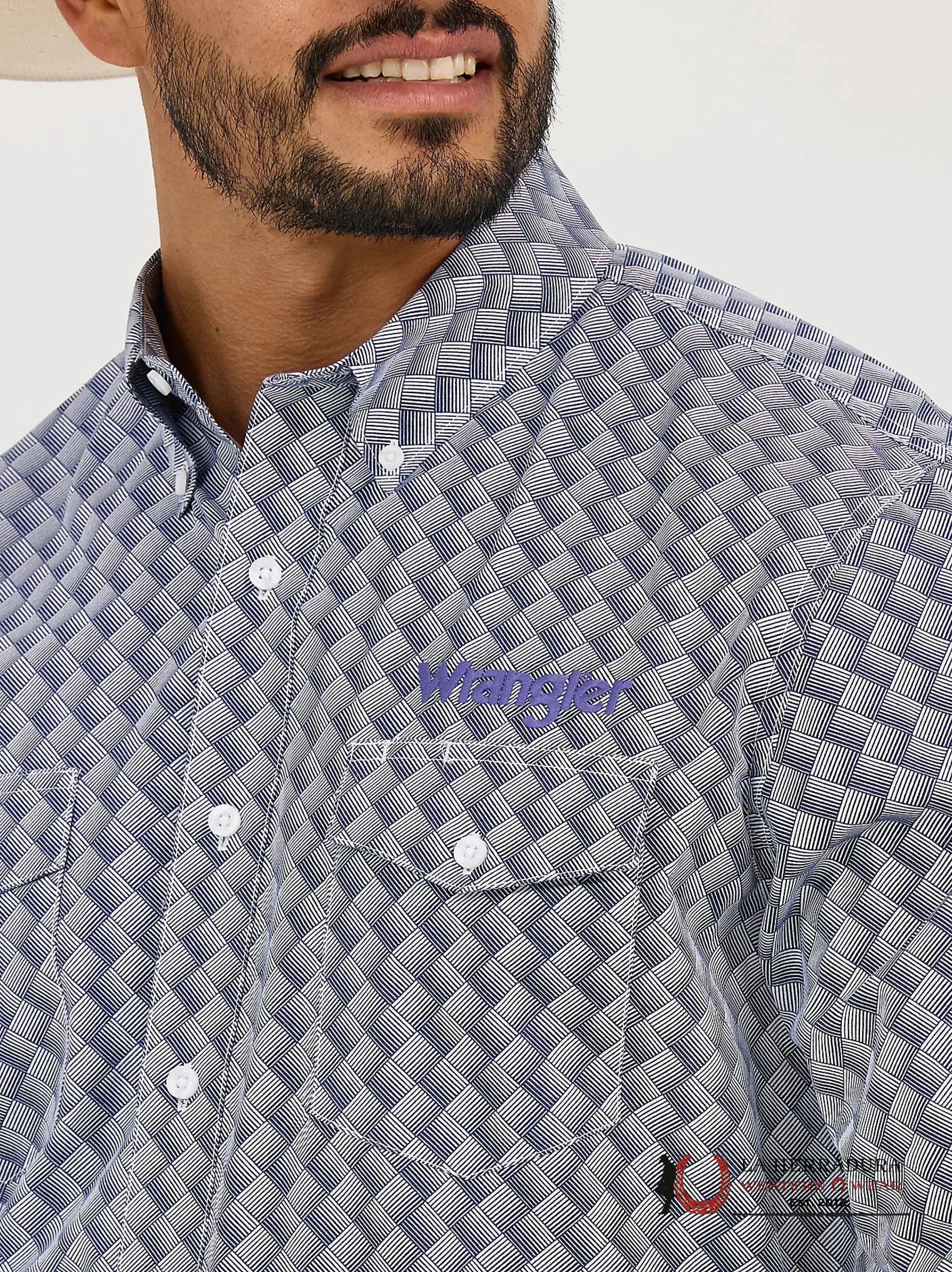 WRANGLER Purple Long Sleeve Shirt With Squares - 5838 ROPA HOMBRES