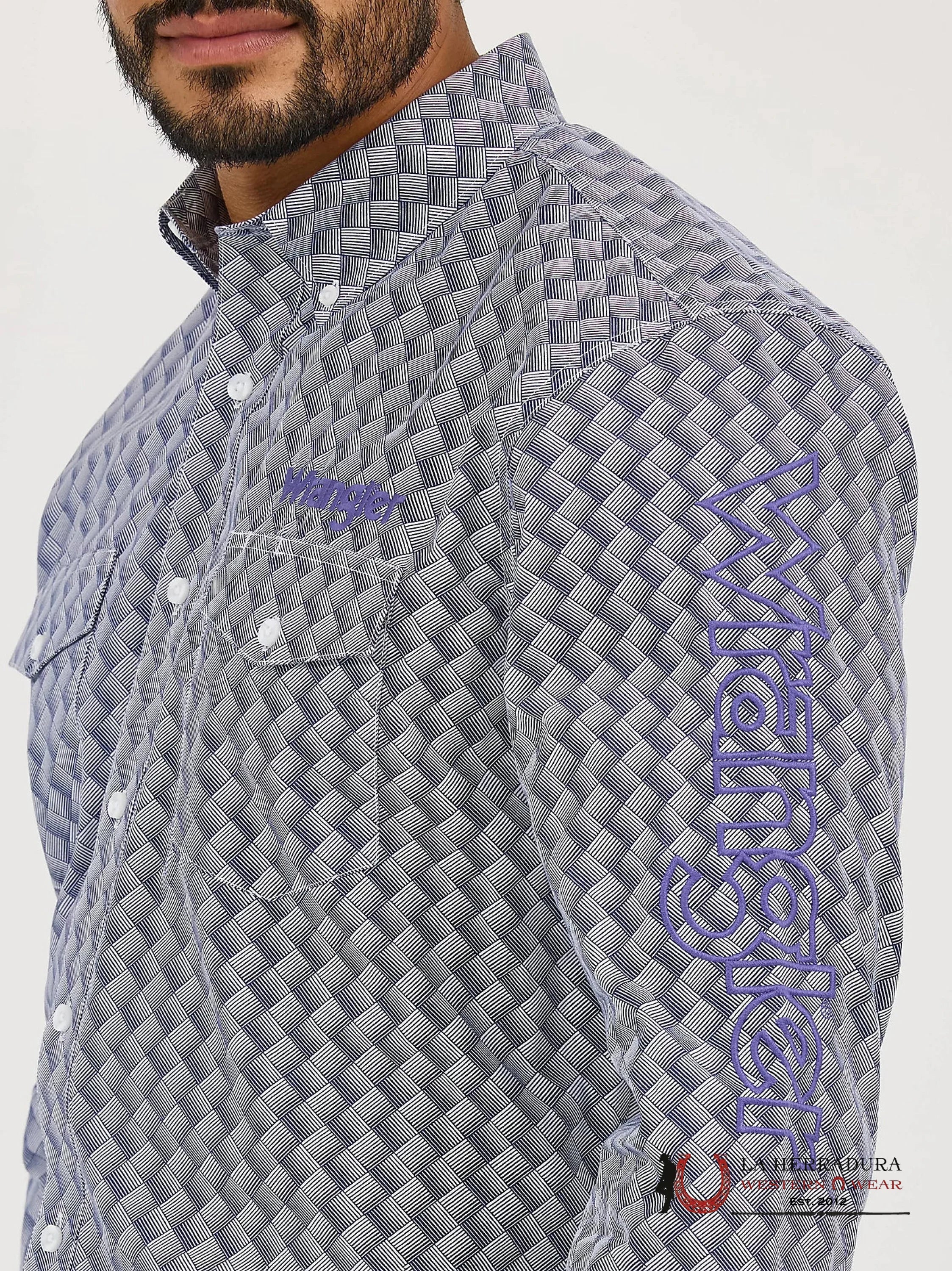 WRANGLER Purple Long Sleeve Shirt With Squares - 5838 ROPA HOMBRES