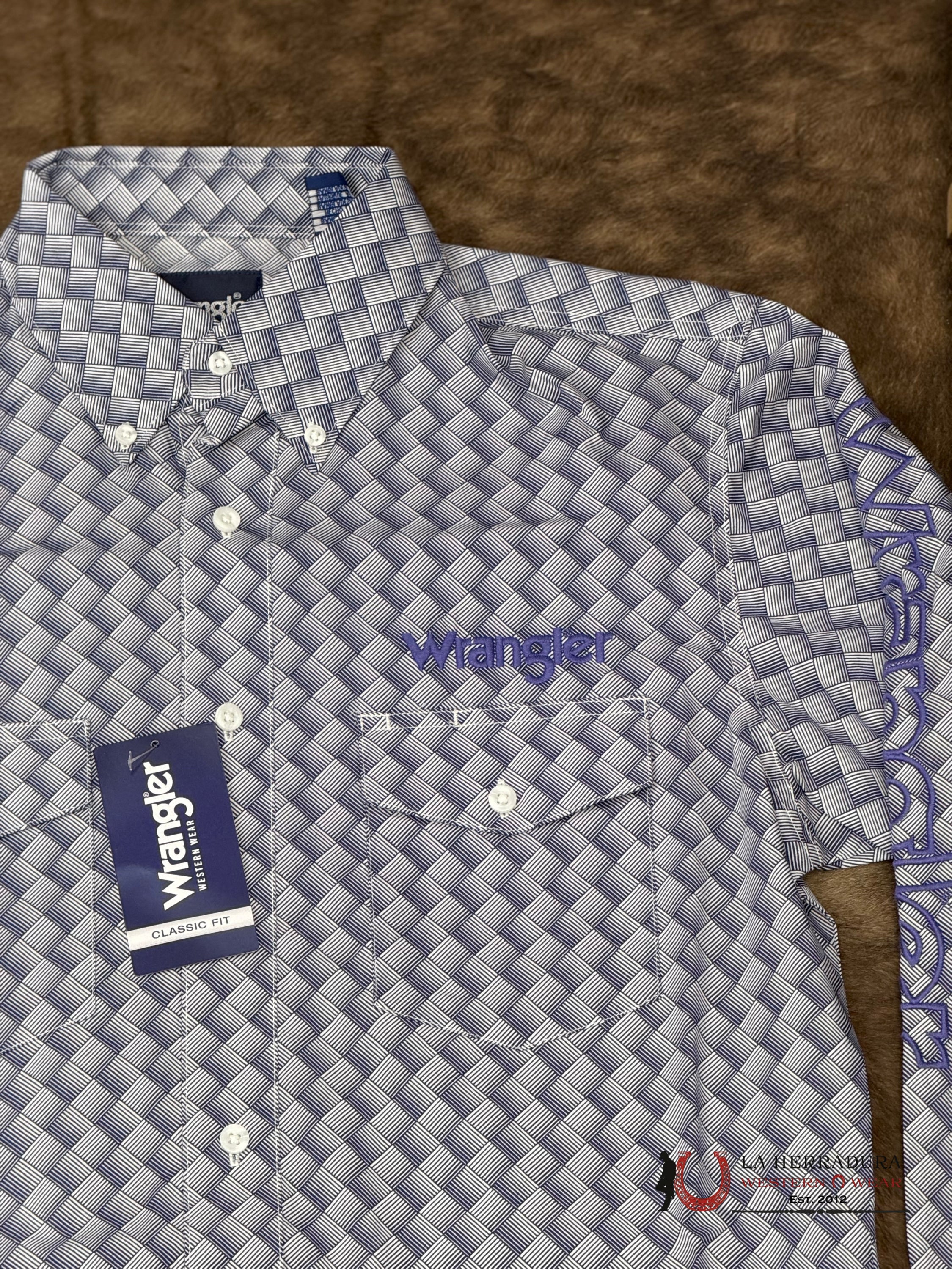 WRANGLER Purple Long Sleeve Shirt With Squares - 5838 ROPA HOMBRES