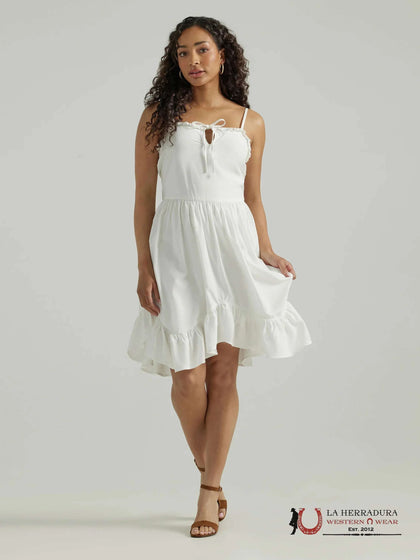 WRANGLER RETRO RUFFLE DREAM TANK DRESS EGRET - 7168