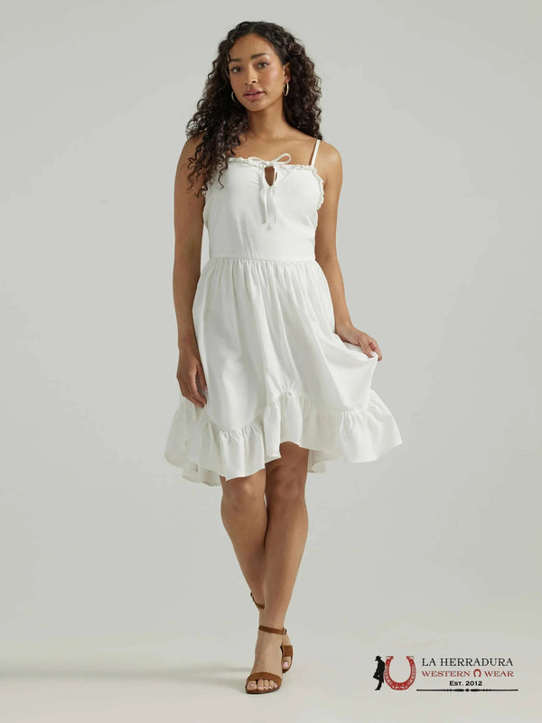 WRANGLER RETRO RUFFLE DREAM TANK DRESS EGRET - 7168