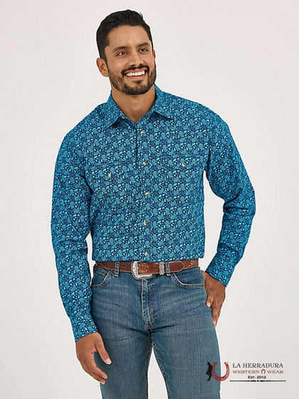 CAMISA WRANGLER CORTE CLÁSICO AZUL MANGA LARGA - 112365391
