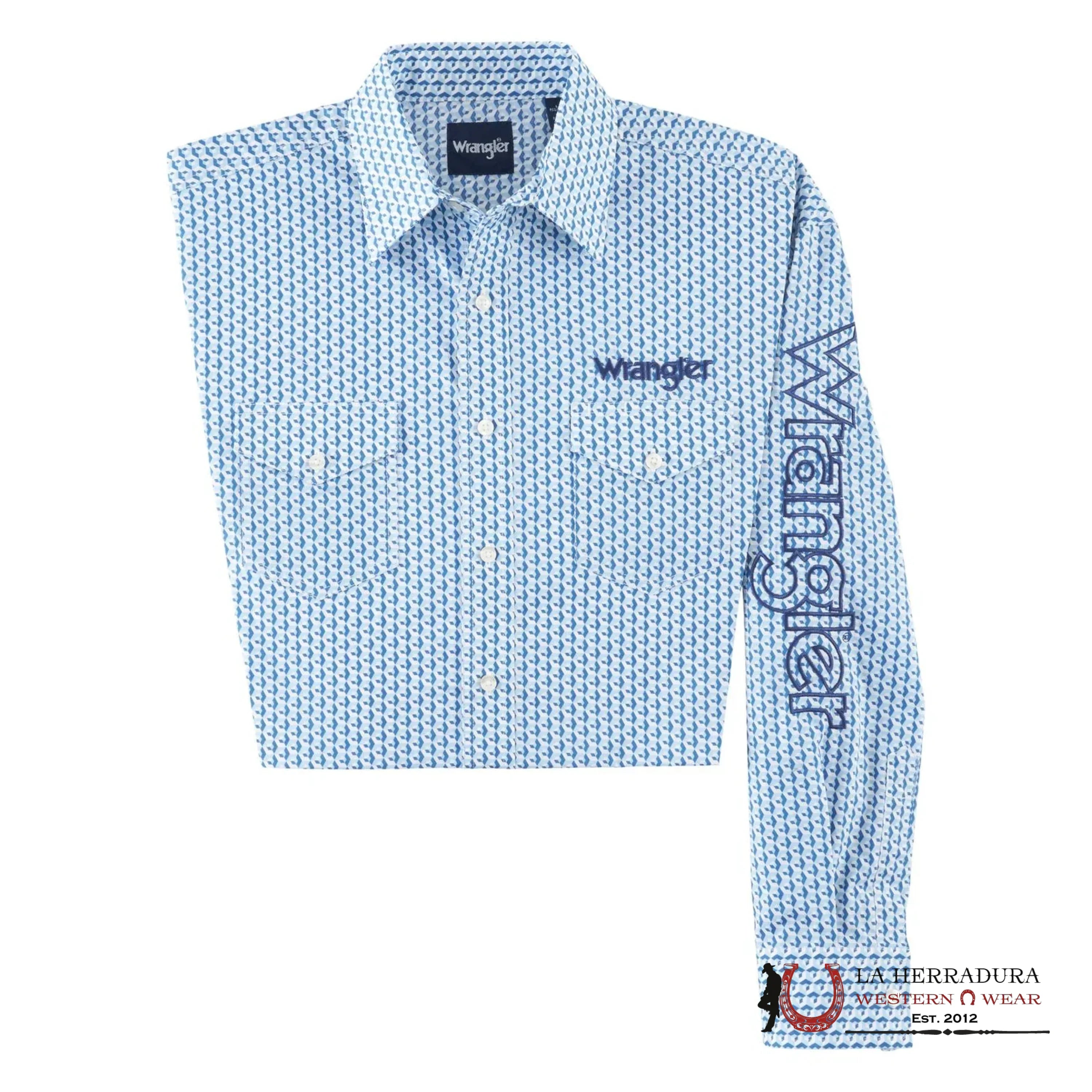 WRANGLER SHIRT CLASSIC FIT BLUE LONG SLEEVE 8482 ROPA HOMBRES