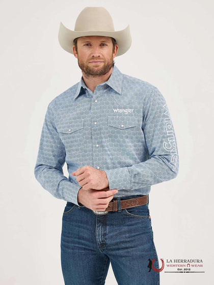 CAMISA WRANGLER CORTE CLÁSICO AZUL MANGA LARGA 112359470