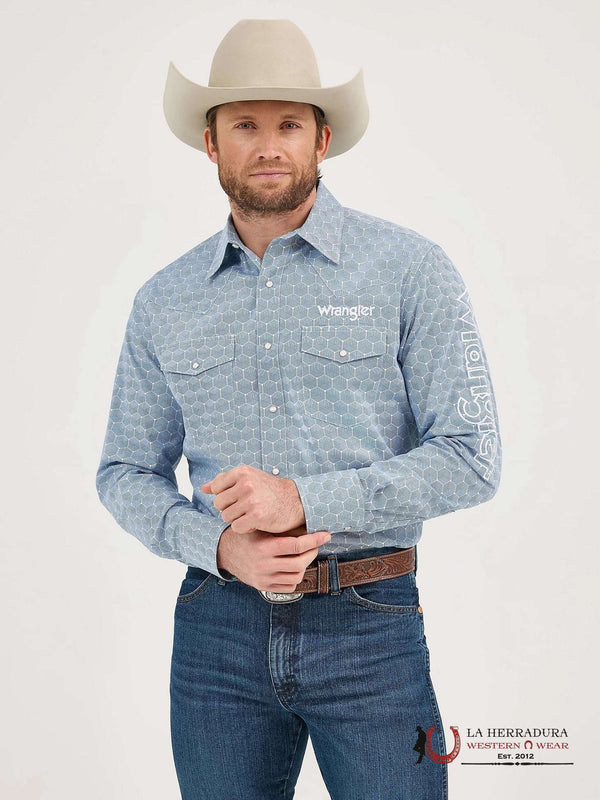WRANGLER SHIRT CLASSIC FIT BLUE LONG SLEEVE 112359470