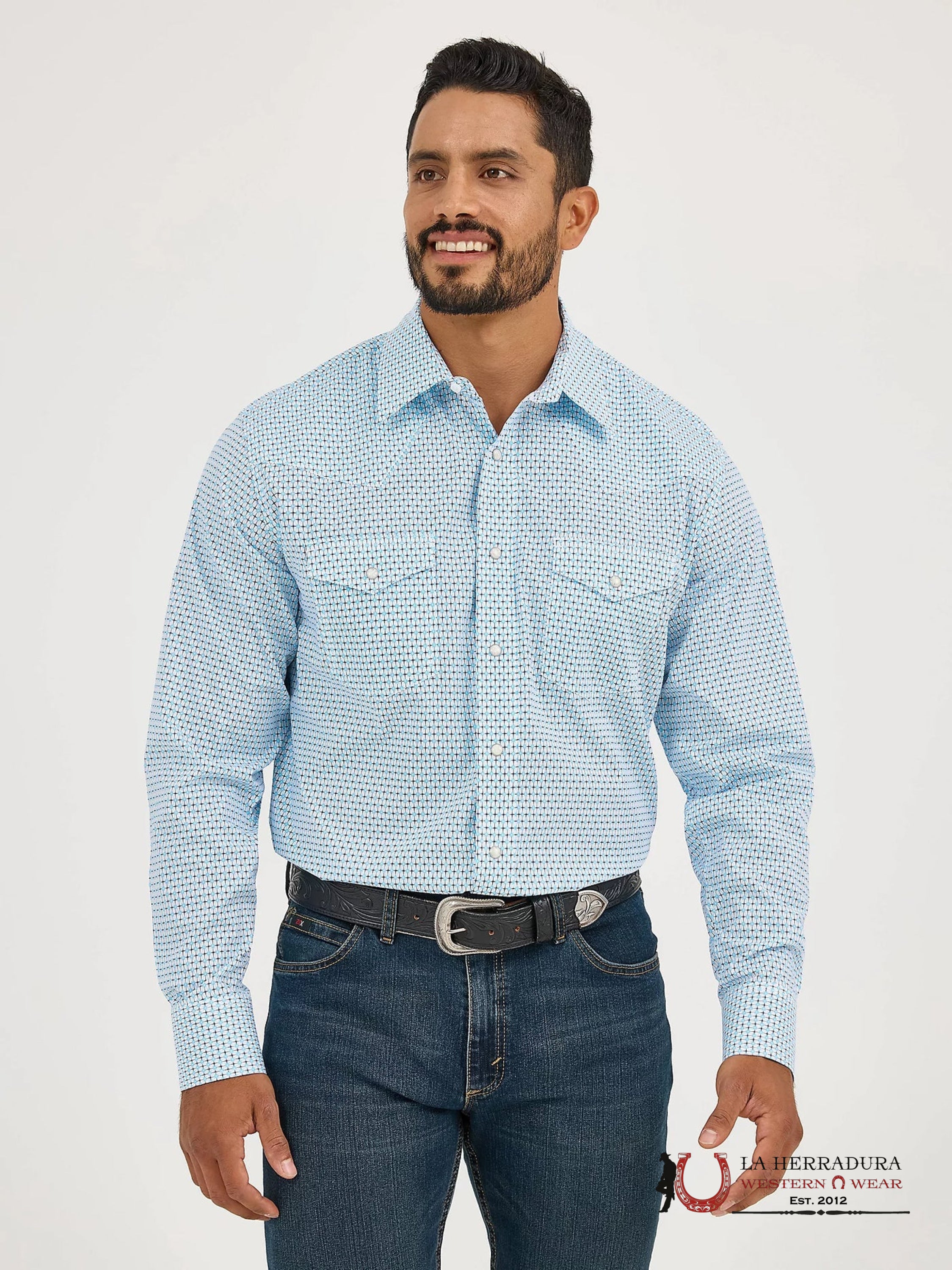 WRANGLER SHIRT CLASSIC FIT WHITE/BLUE LONG SLEEVE 5390 ROPA HOMBRES