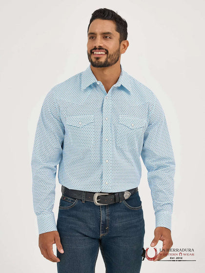 WRANGLER SHIRT CLASSIC FIT WHITE/BLUE LONG SLEEVE 112365390